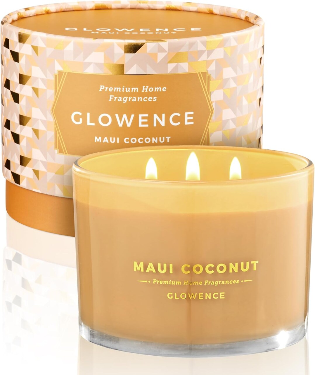 Coconut Scented Candle - 100% Natural Soy Wax - Large 3 Wick Jar Candle - Up to 40 Hours Burning Time - Aromatherapy Candles for Home - Housewarming Gift for Men and Women